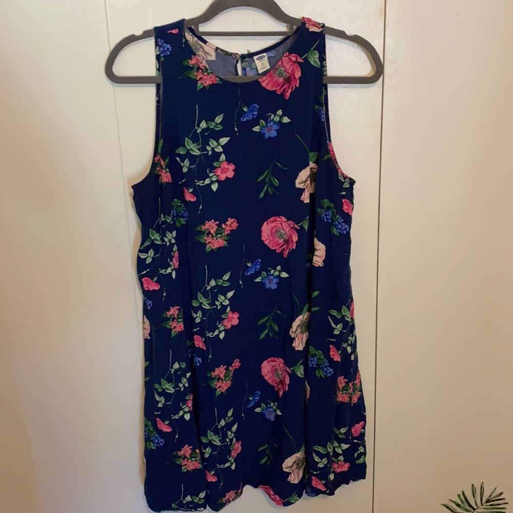 Old navy floral navy blue XL dress sleeveless